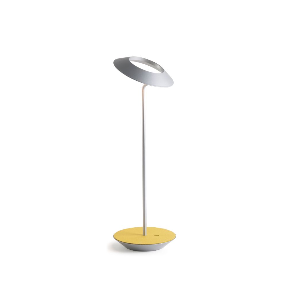 Koncept Lighting RYO-SW-SIL-HDF-DSK Royyo LED Desk Lamp, Silver body, Honeydew Felt base plate